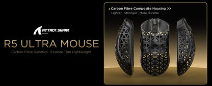 ATTACK SHARK R5 Ultra Carbon Fiber Wireless Gaming Mouse – 8K, 39g, PAW3950MAX Sensor