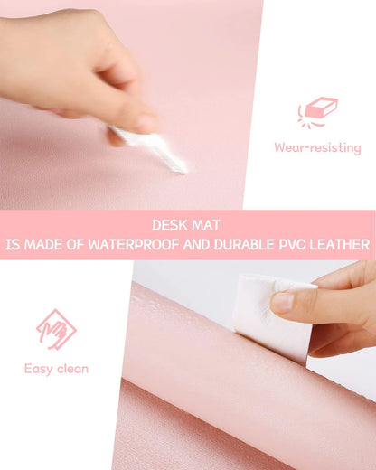 Waterproof PVC Desk Mat – Large Non-Slip Mouse & Keyboard Pad, Pink