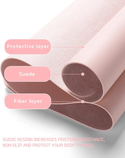 Waterproof PVC Desk Mat – Large Non-Slip Mouse & Keyboard Pad, Pink