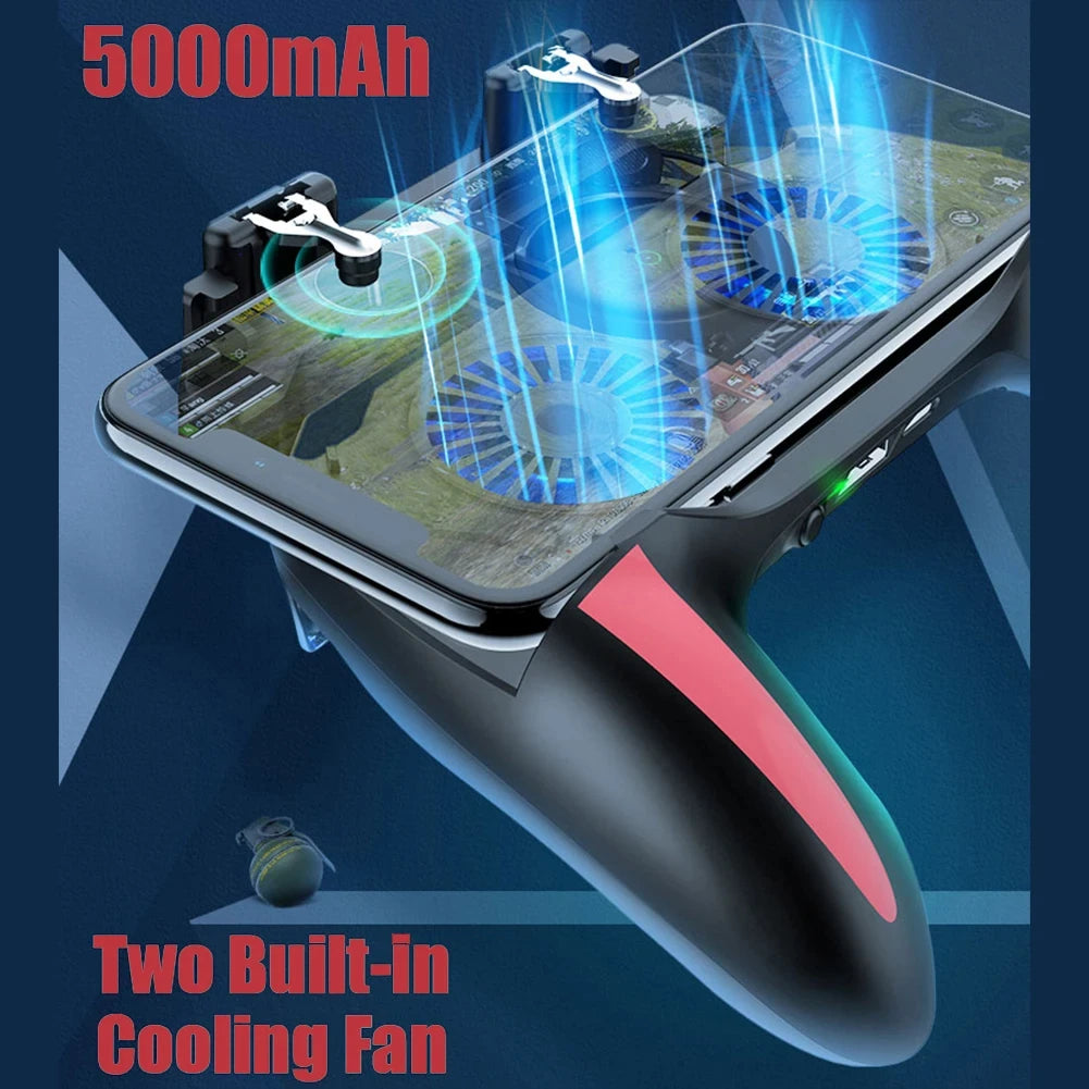 Pro Gaming Gamepad Dual Cooling Fan Enhanced Controls Ergonomic Grip For Cell Phone Bluetooth Devices