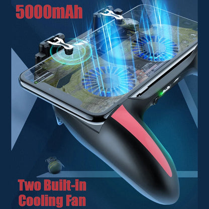 Pro Gaming Gamepad Dual Cooling Fan Enhanced Controls Ergonomic Grip For Cell Phone Bluetooth Devices
