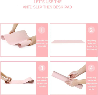 Waterproof PVC Desk Mat – Large Non-Slip Mouse & Keyboard Pad, Pink