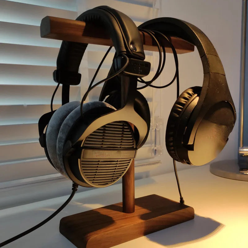 T-Shaped Wooden Headphone Stand – Desk & Home Organizer