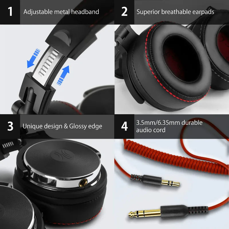 OneOdio Wired Professional Studio Headphones – DJ Over-Ear with Mic, Hi-Res