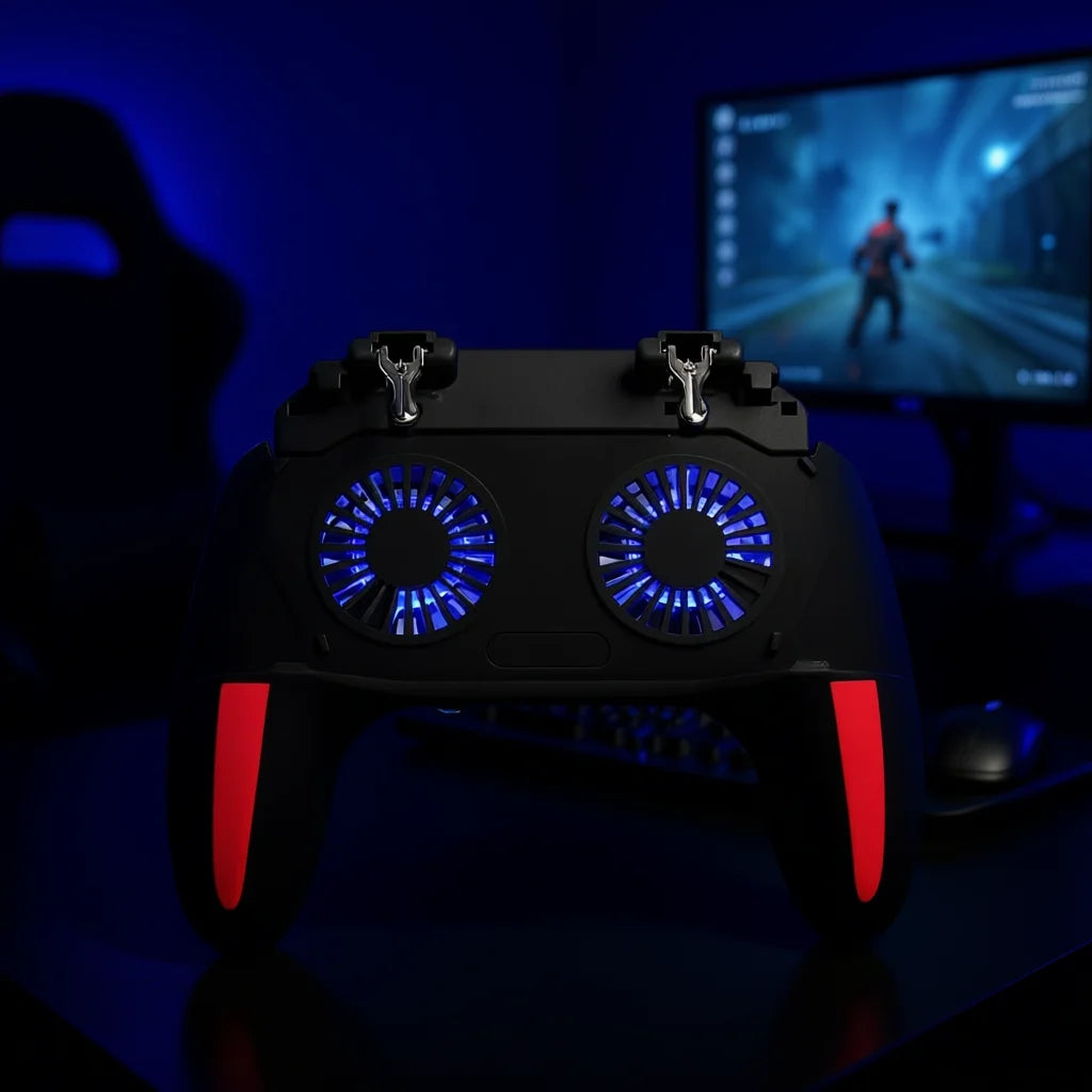 Pro Gaming Gamepad Dual Cooling Fan Enhanced Controls Ergonomic Grip For Cell Phone Bluetooth Devices