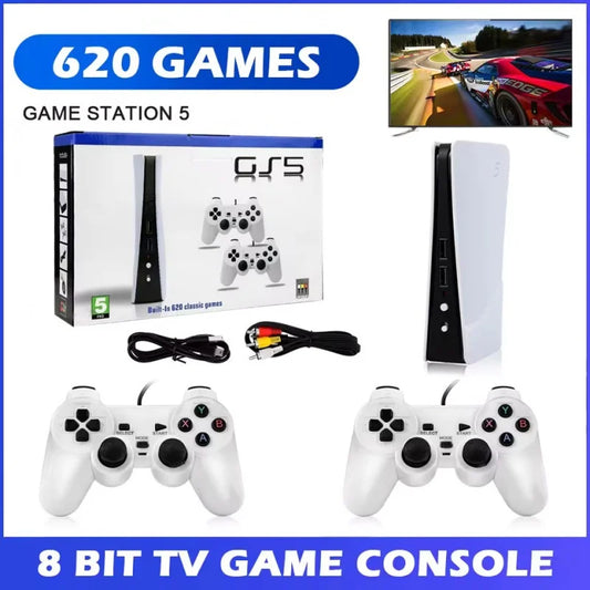 GS5 Retro Game Console – 200 Classic 8-Bit Games, USB Wired Dual Controllers