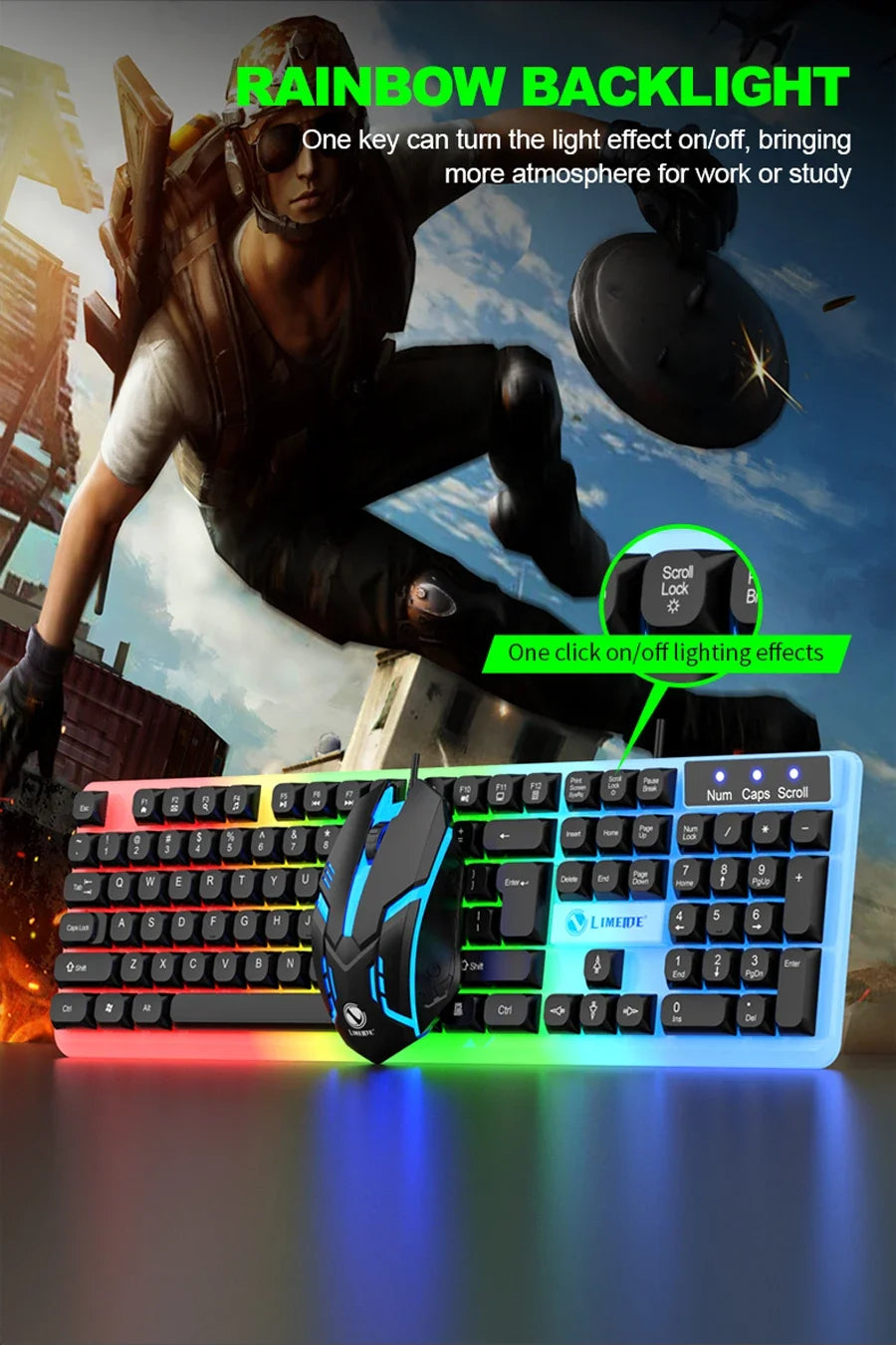 NG GTX350 RGB Gaming Keyboard & Mouse Combo – Wired, Black