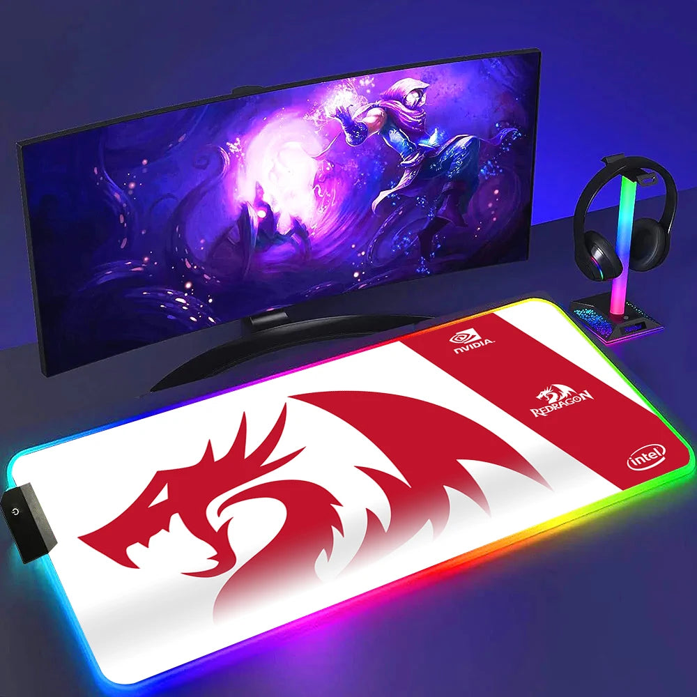 Redragon RGB LED Gaming Mouse Pad – Anti-Skid Desk Mat for PC & Laptop