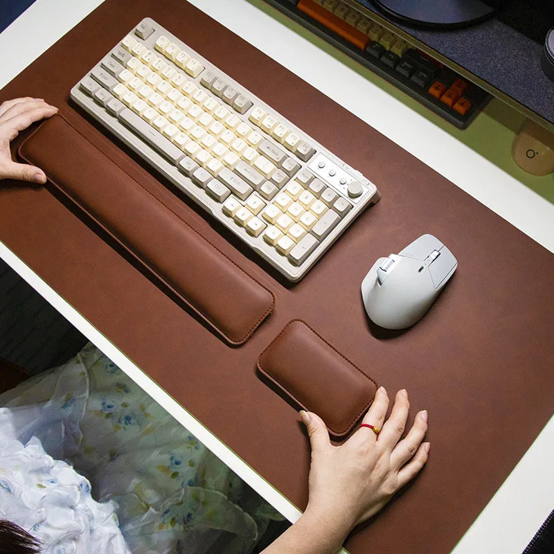 Waterproof PU Desk Mat Set – Large Non-Slip Mouse & Keyboard Pads with Wrist Rest