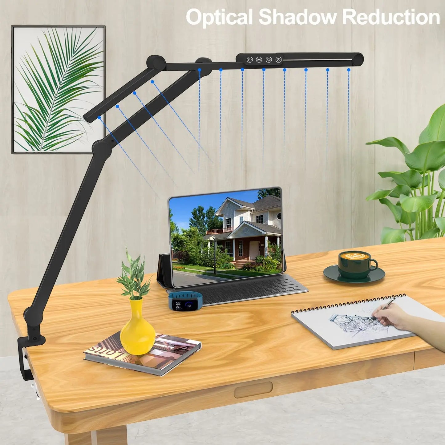 LED Clamp-On Desk Lamp – 24W Ultra-Bright, Auto-Dimming for Home & Office