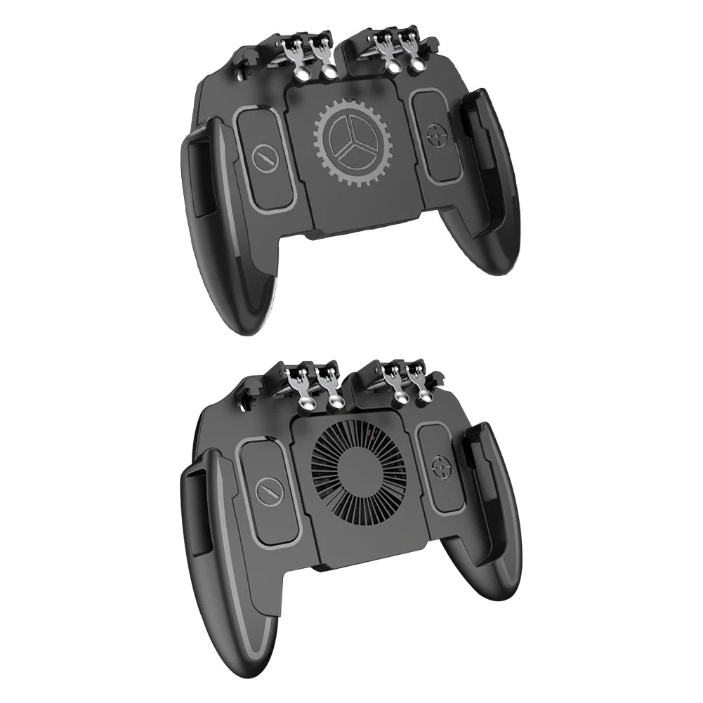 6 Finger Mobile Shooting Gaming Button Trigger Gamepad with Cooling Fan for PUBG Mobile Trigger Joypad Game Console