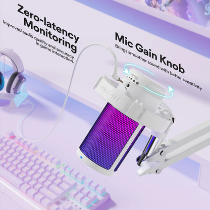 maono Gamerwave DGM20S USB Microphone Gaming Mic Condenser Mic RGB Mic Noise Canceling Mic with Mic Gain RGB Light One key mute