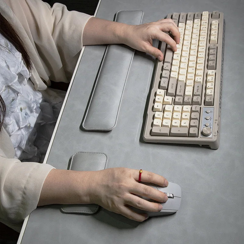 Waterproof PU Desk Mat Set – Large Non-Slip Mouse & Keyboard Pads with Wrist Rest