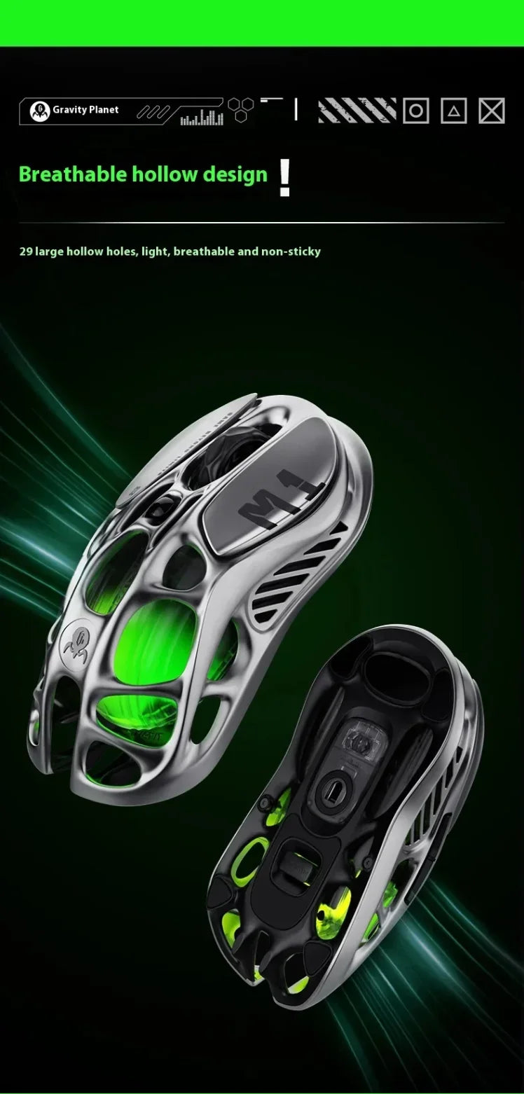 For GravaStar M1 M2 Gaming Mouse Magnesium Alloy Hollow Design Tri-Mode Wireless Wired Custom RGB Mice PC E-Sports Gifts