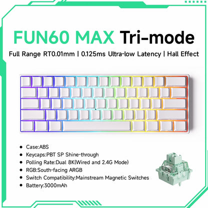 Akko MonsGeek FUN60 60% Mechanical Gaming Keyboard – Magnetic Switch, 8K ARGB