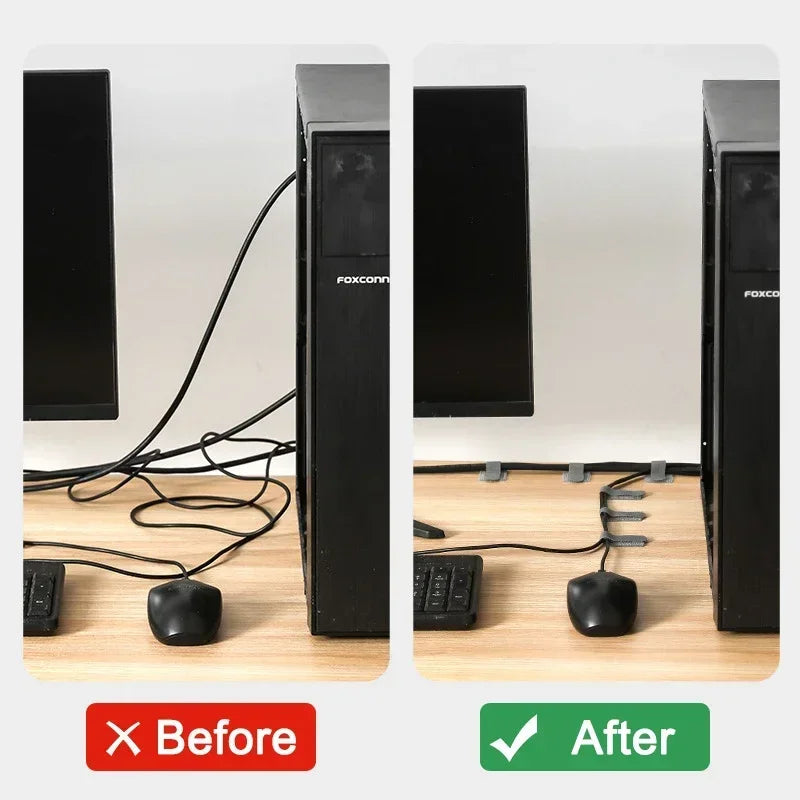 Reusable Self-Adhesive Cable Organizer Straps – Desk Wire & Cord Management