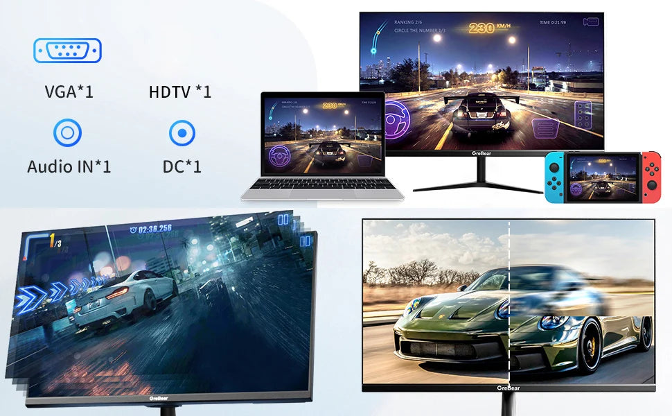 GreBear 27″ Full HD IPS Monitor – 75Hz, HDMI/VGA