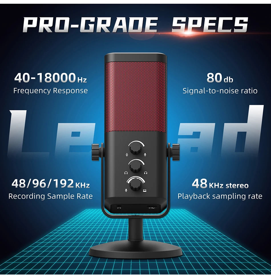 RGB Gaming Microphone Professional Dynamic Mic For Studio Broadcast Voice Computer Gamer Streaming Podcast Livestreaming Mic
