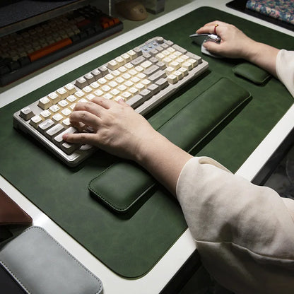 Waterproof PU Desk Mat Set – Large Non-Slip Mouse & Keyboard Pads with Wrist Rest