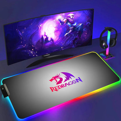 Redragon RGB LED Gaming Mouse Pad – Anti-Skid Desk Mat for PC & Laptop