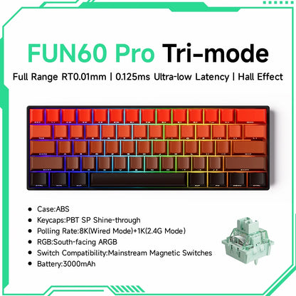 Akko MonsGeek FUN60 60% Mechanical Gaming Keyboard – Magnetic Switch, 8K ARGB