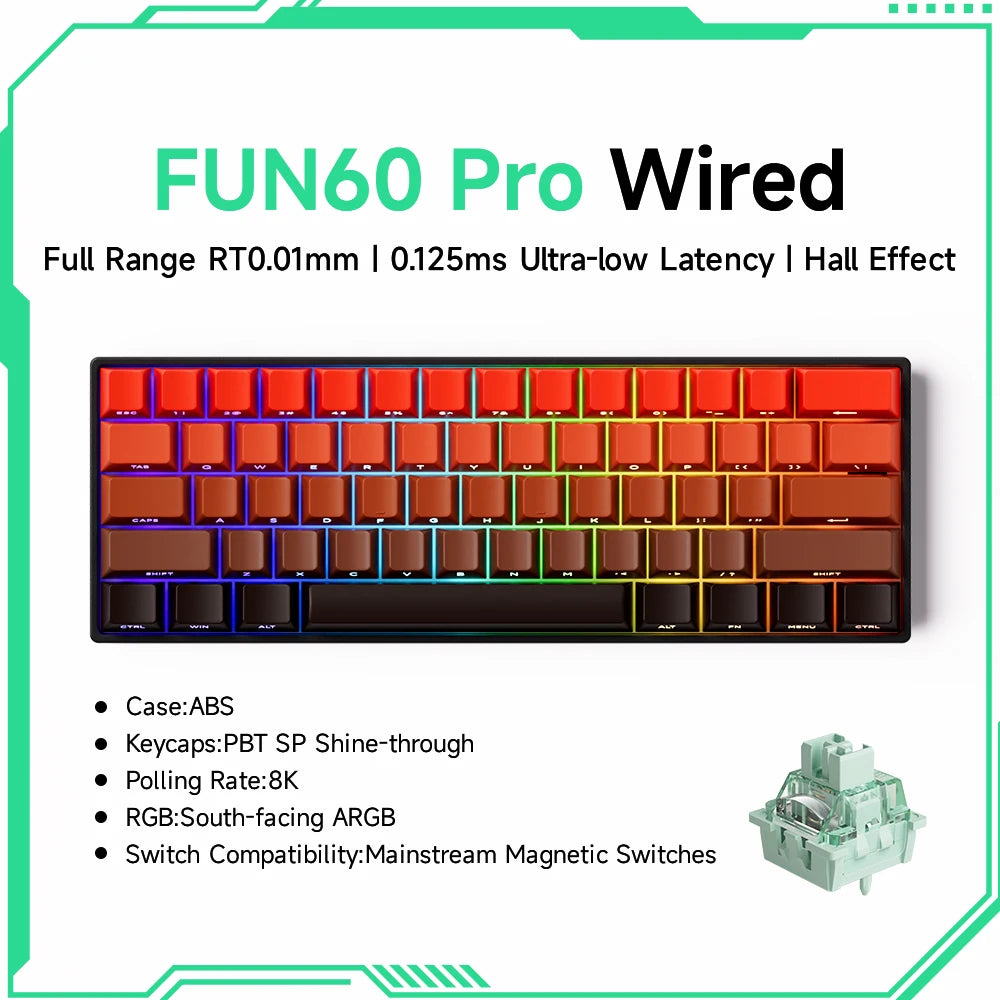 Akko MonsGeek FUN60 60% Mechanical Gaming Keyboard – Magnetic Switch, 8K ARGB
