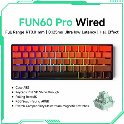 Akko MonsGeek FUN60 60% Mechanical Gaming Keyboard – Magnetic Switch, 8K ARGB