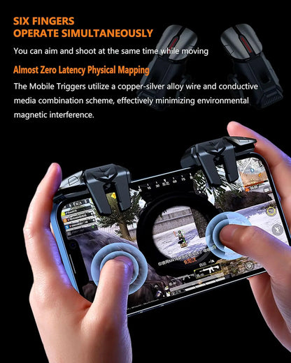 G21 Mobile Phone Game Trigger Gamepad Joystick 6-Finger Aim Shooting L1 R1 Key Button Game Fingertips For PUBG Game Controller