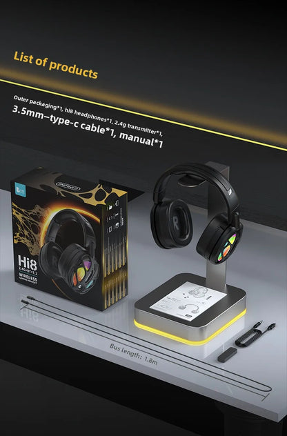 New! Premium Wireless Gaming Headset with Hi - Fi sound & 3.5mm RGB for PC/PS. Wired option available.