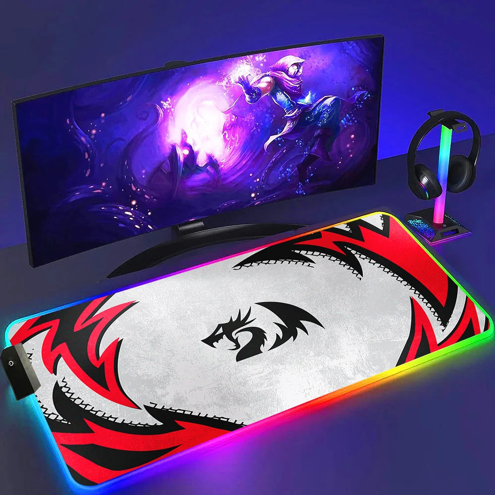 Redragon RGB LED Gaming Mouse Pad – Anti-Skid Desk Mat for PC & Laptop