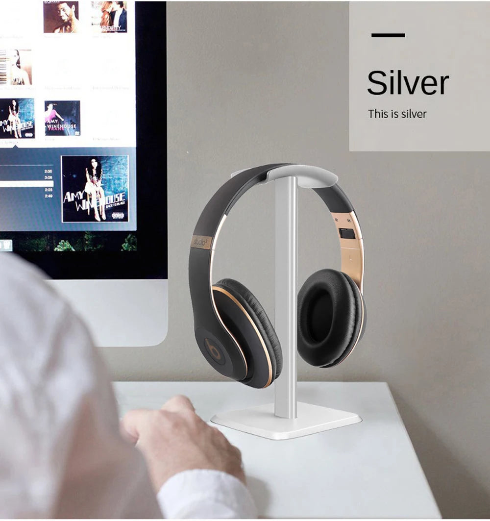 Universal Aluminum Headphone Stand – Flexible Metal Headset Holder