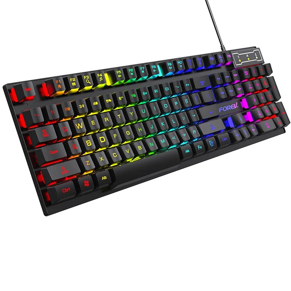 USB Wired RGB Gaming Keyboard – 104-Key Mechanical Feel, Windows PC