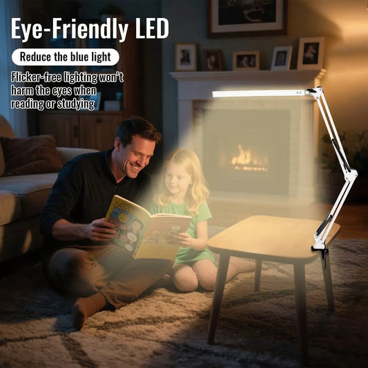 LED Desk Lamp with Rocker Arm – Adjustable, 10 Brightness Levels, 3 Lighting Modes