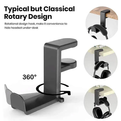 360° Rotating Headphone Stand – Desktop Headset Holder & Organizer