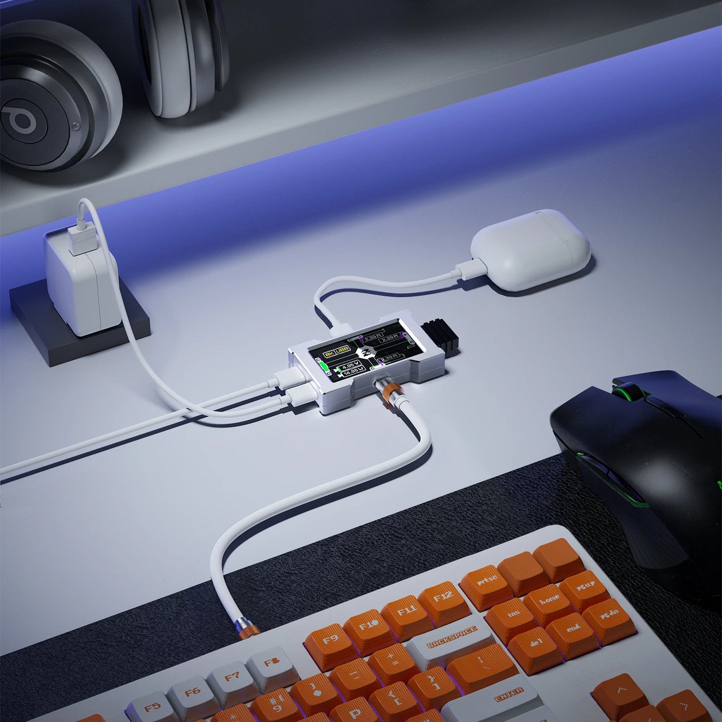 HMLAB ZNEO Gaming USB Hub – 3-Port, 8K Hz, Display Screen