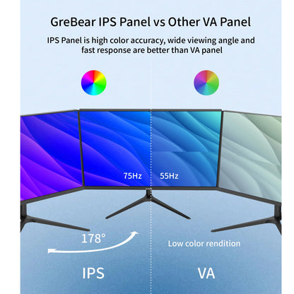 GreBear 27″ Full HD IPS Monitor – 75Hz, HDMI/VGA