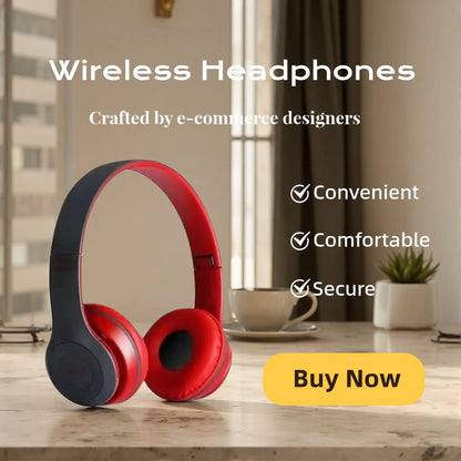 Foldable Bluetooth Wireless Headphones – Over-Ear with Mic & Volume Control