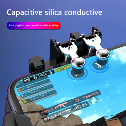 6 Finger Mobile Shooting Gaming Button Trigger Gamepad with Cooling Fan for PUBG Mobile Trigger Joypad Game Console