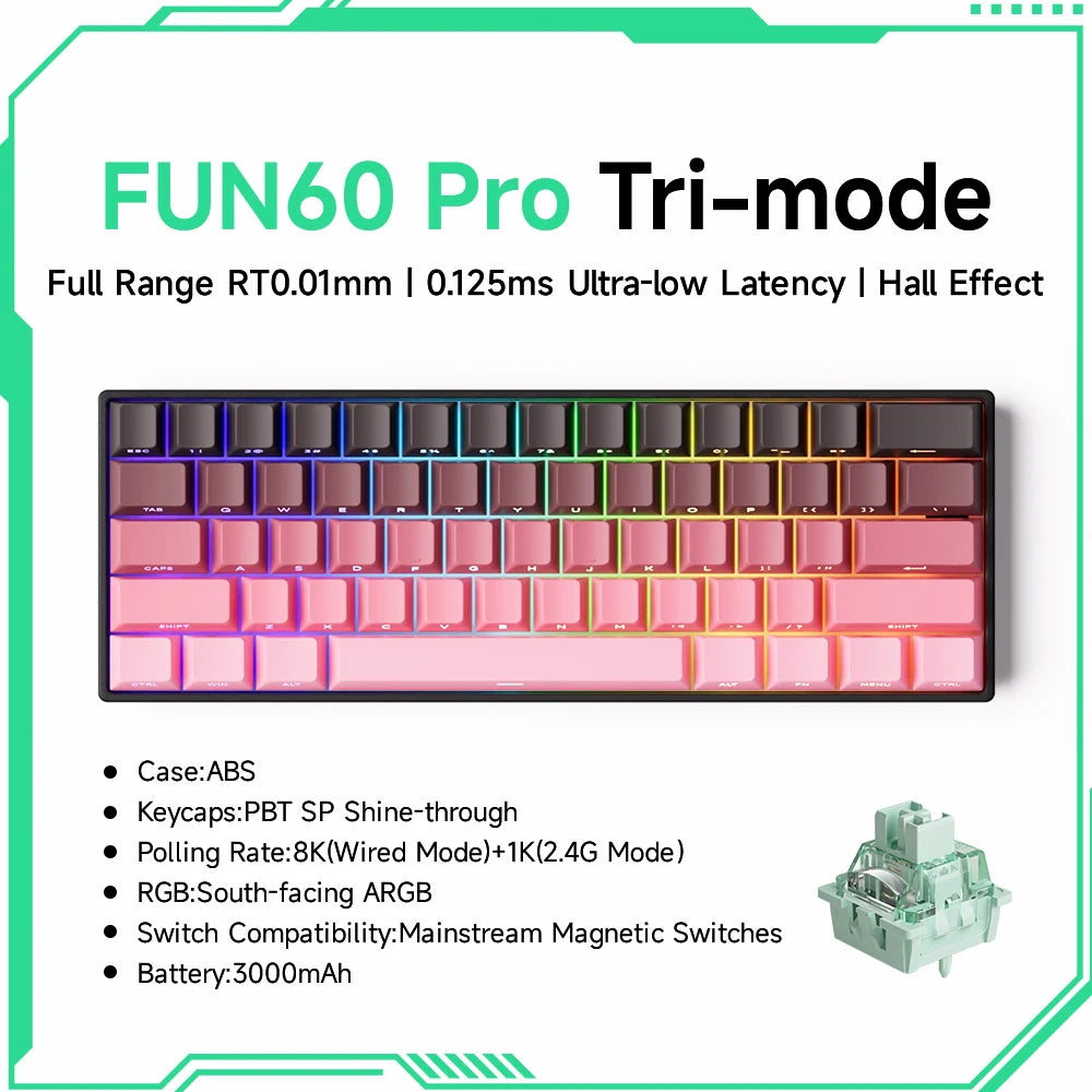 Akko MonsGeek FUN60 60% Mechanical Gaming Keyboard – Magnetic Switch, 8K ARGB