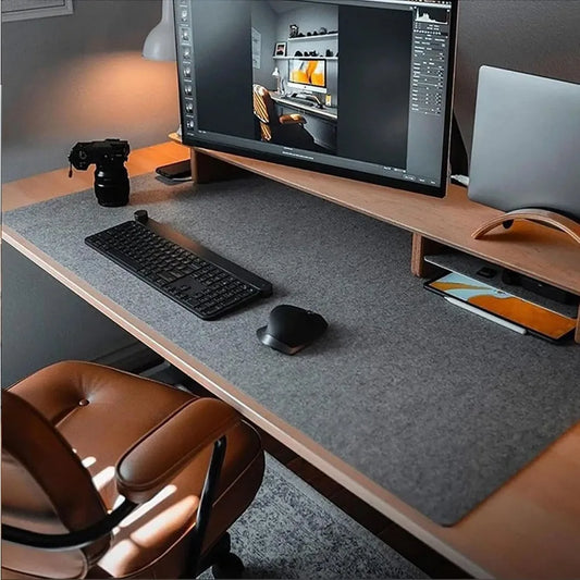 Felt Desk Mat – Large 31.5×15.7″ Mouse & Keyboard Pad, Dark Gray