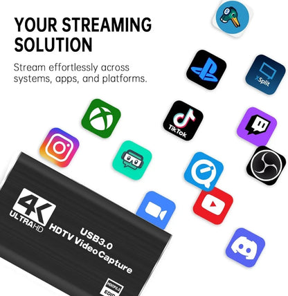 TABLLYUGE 4K USB 3.0 HDMI Video Capture Card for PC & PS4