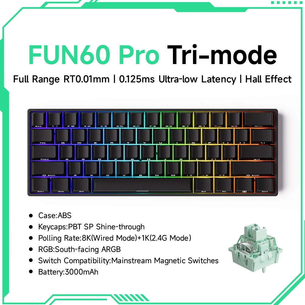 Akko MonsGeek FUN60 60% Mechanical Gaming Keyboard – Magnetic Switch, 8K ARGB
