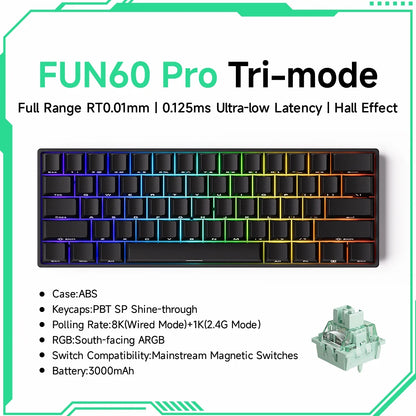 Akko MonsGeek FUN60 60% Mechanical Gaming Keyboard – Magnetic Switch, 8K ARGB