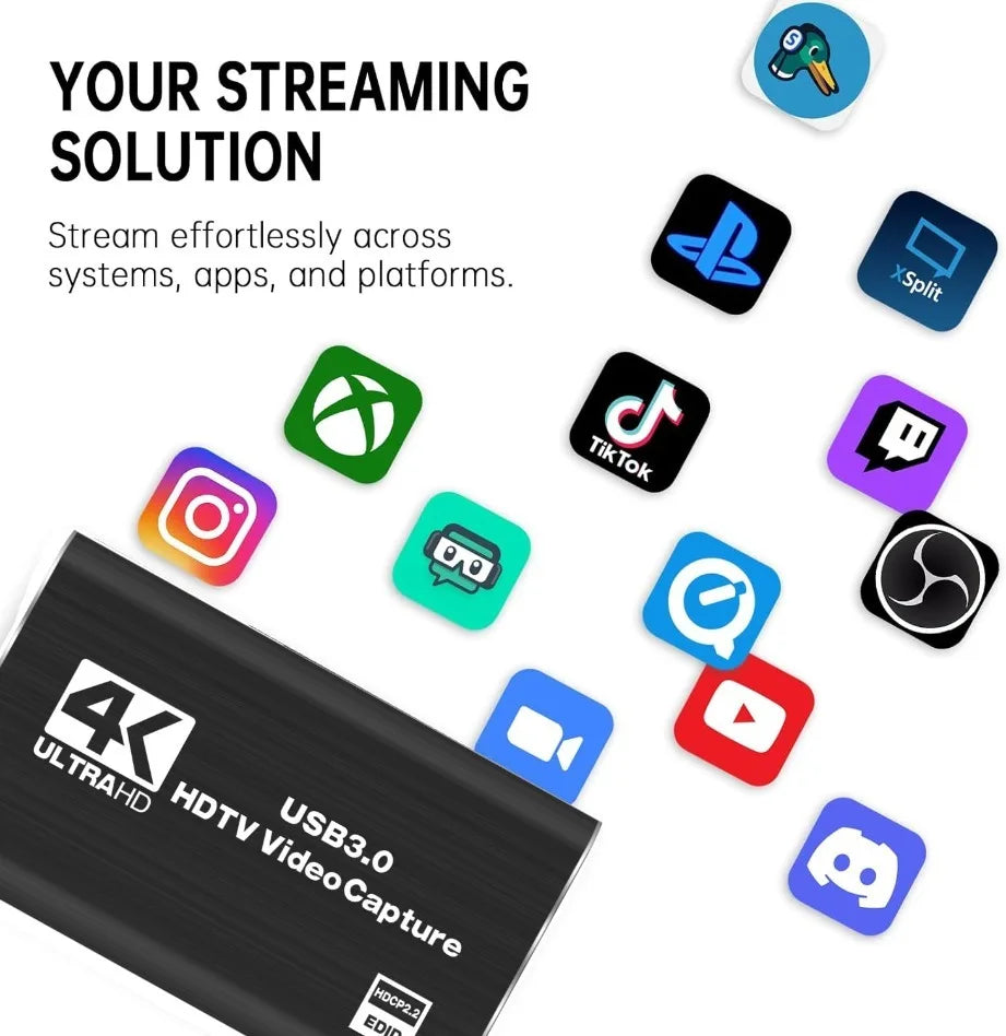TABLLYUGE 4K USB 3.0 HDMI Video Capture Card for PC & PS4