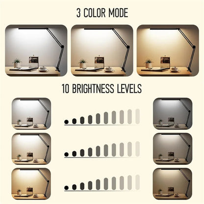LED Clamp-On Desk Lamp – 5 Light Modes with Auto Shut-Off, Eye-Caring