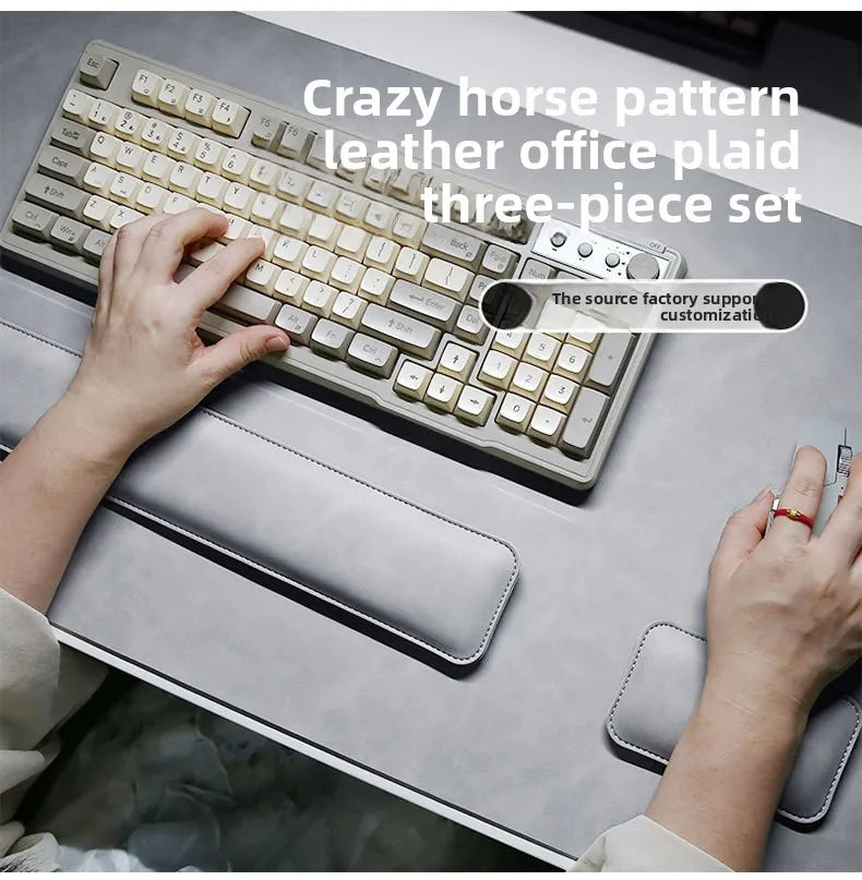 Waterproof PU Desk Mat Set – Large Non-Slip Mouse & Keyboard Pads with Wrist Rest