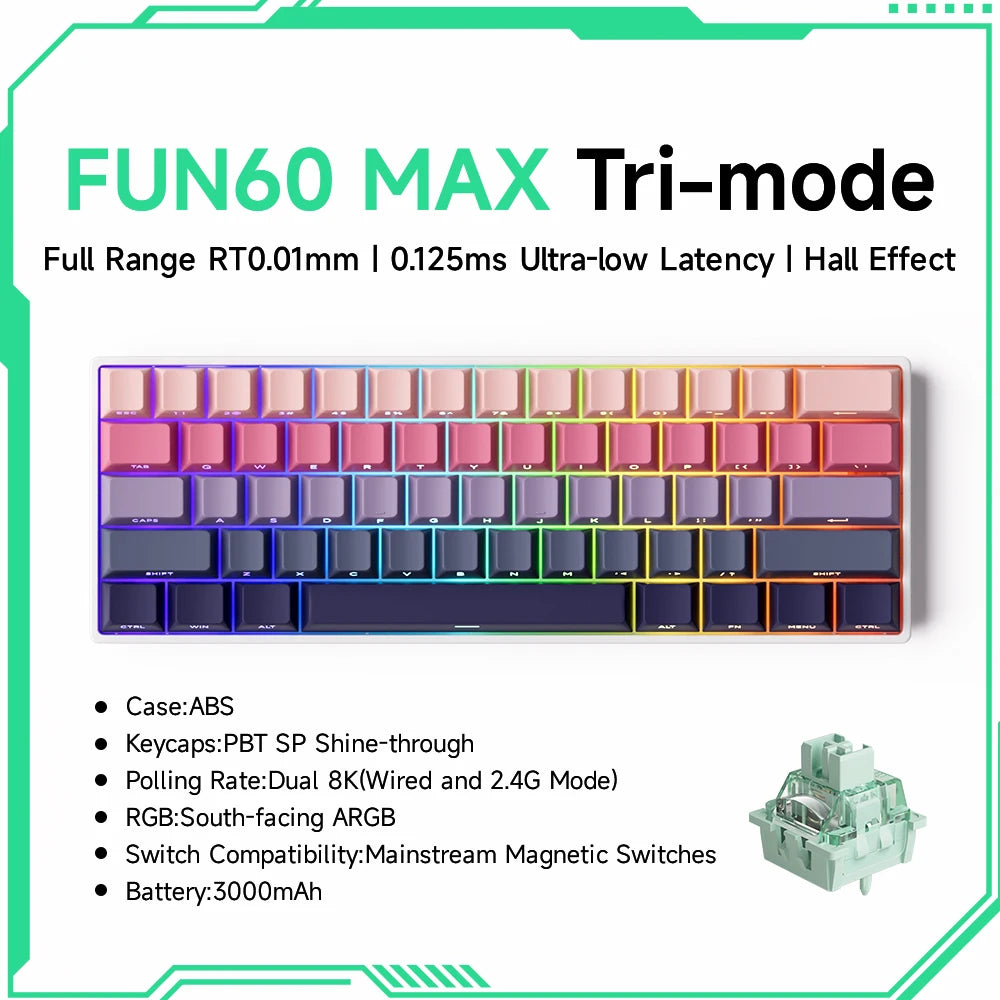 Akko MonsGeek FUN60 60% Mechanical Gaming Keyboard – Magnetic Switch, 8K ARGB
