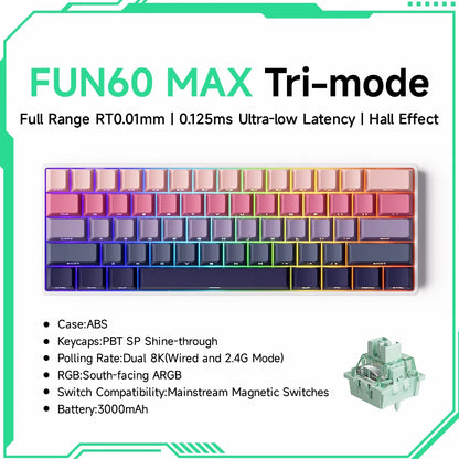 Akko MonsGeek FUN60 60% Mechanical Gaming Keyboard – Magnetic Switch, 8K ARGB