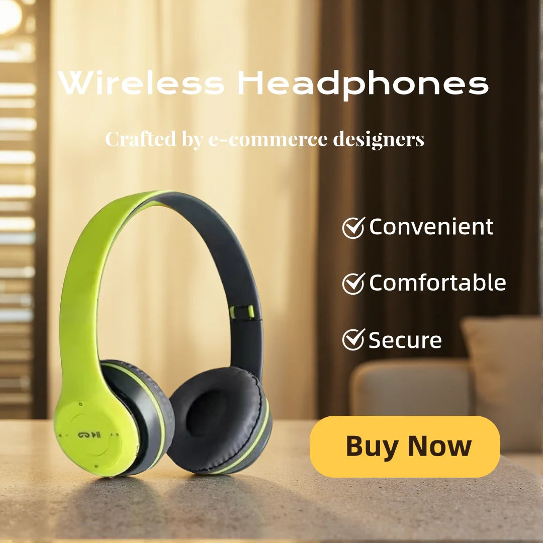 Foldable Bluetooth Wireless Headphones – Over-Ear with Mic & Volume Control