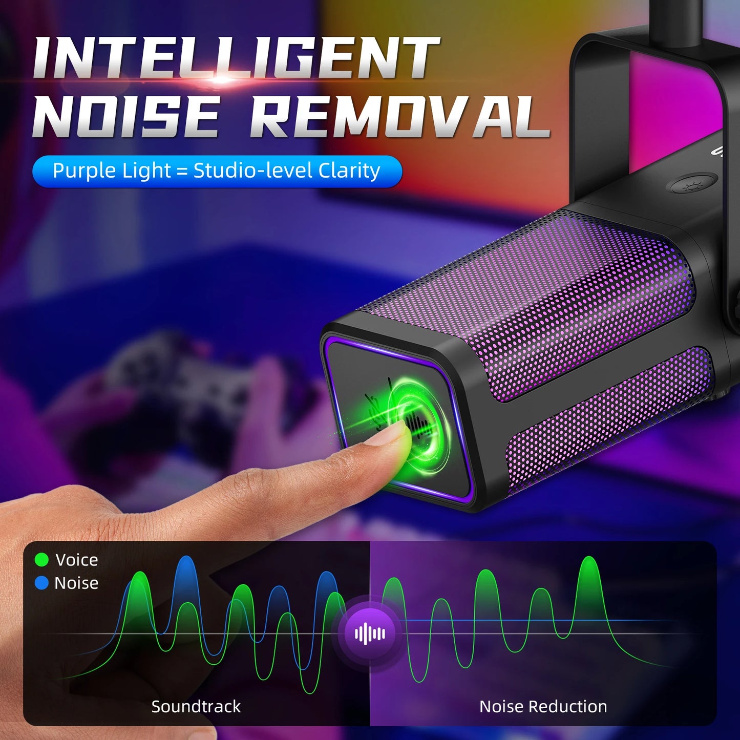 RGB Gaming Microphone Professional Dynamic Mic For Studio Broadcast Voice Computer Gamer Streaming Podcast Livestreaming Mic